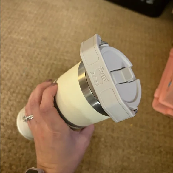 Stanley White Tumbler with Gray and Gold Stripe Accents - Picture 3 of 3